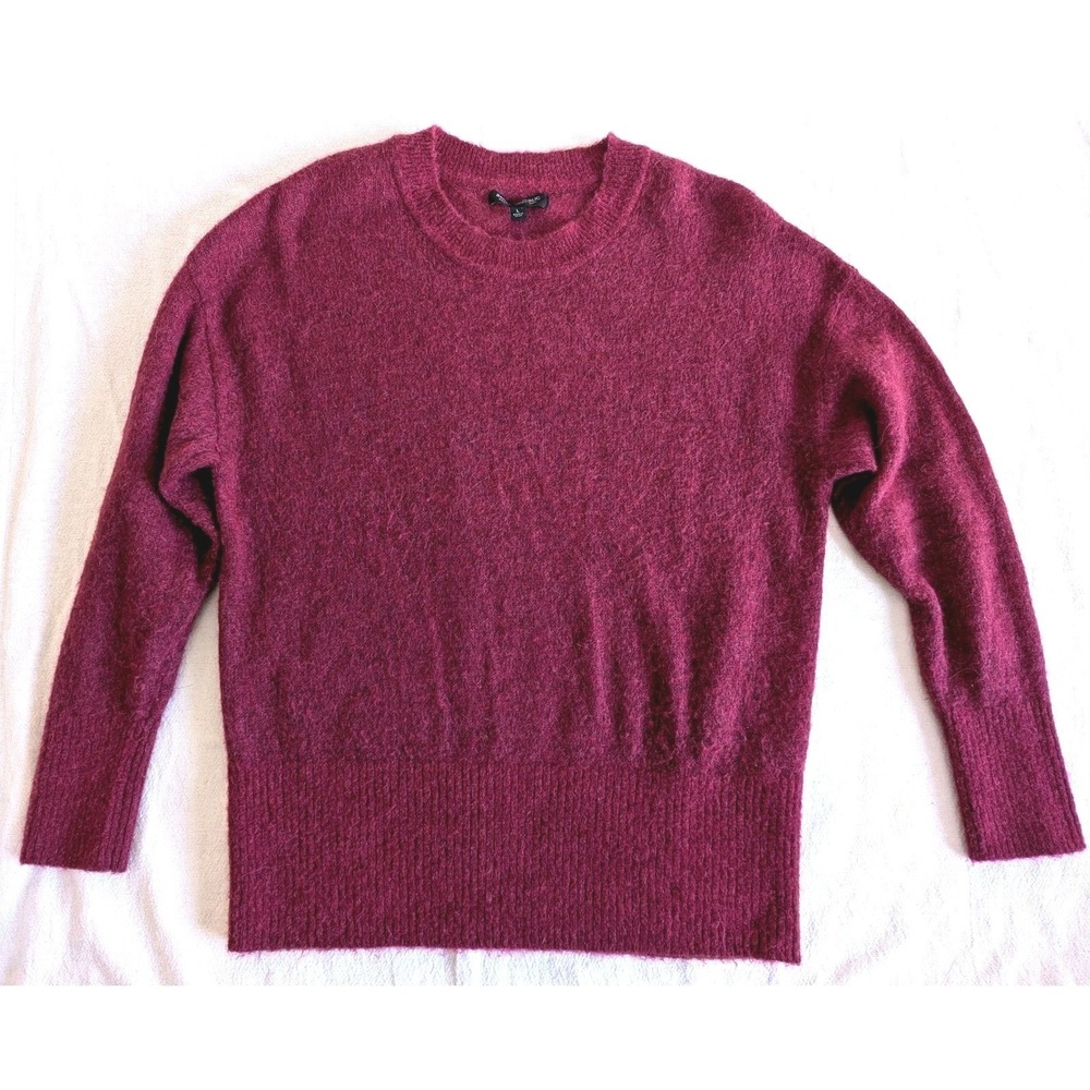 Banana Republic 50% Alpaca Sweater L Italian Yarn Burgundy Crew Neck